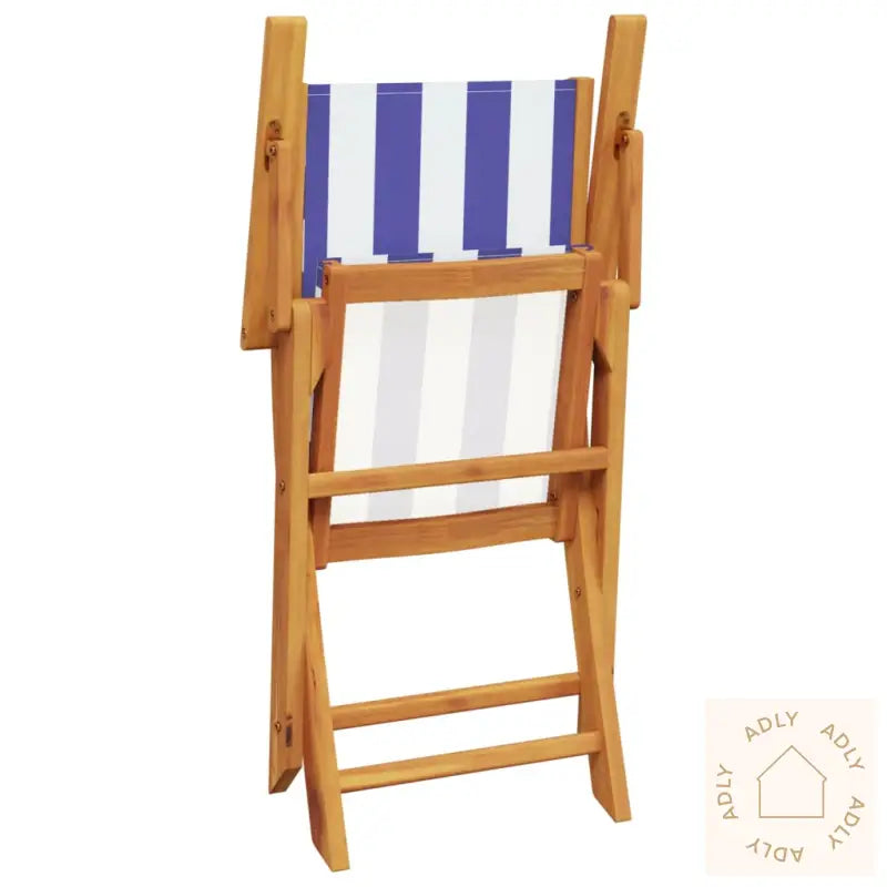 Sammenleggbare Hagestoler 6 Stk Blå Og Hvit Stoff Og Heltre