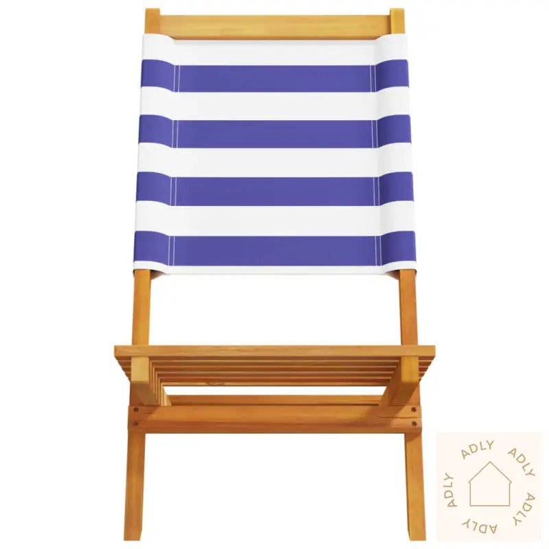 Sammenleggbare Hagestoler 4 Stk Blå Og Hvit Stoff Og Heltre