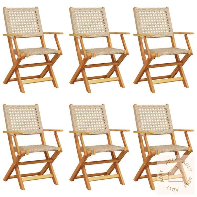 Sammenleggbare Hagestoler 6 Stk Beige Polyrotting Og Heltre