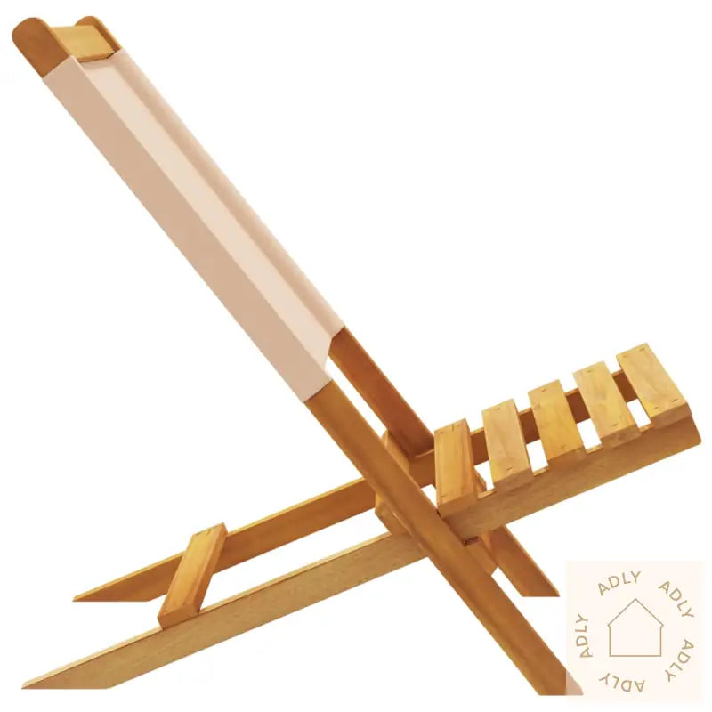 Sammenleggbare Hagestoler 4 Stk Beige Stoff Og Heltre