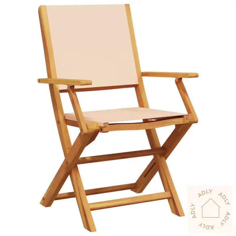 Sammenleggbare Hagestoler 6 Stk Beige Stoff Og Heltre