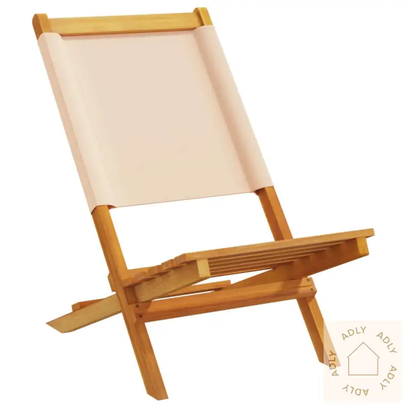 Sammenleggbare Hagestoler 4 Stk Beige Stoff Og Heltre