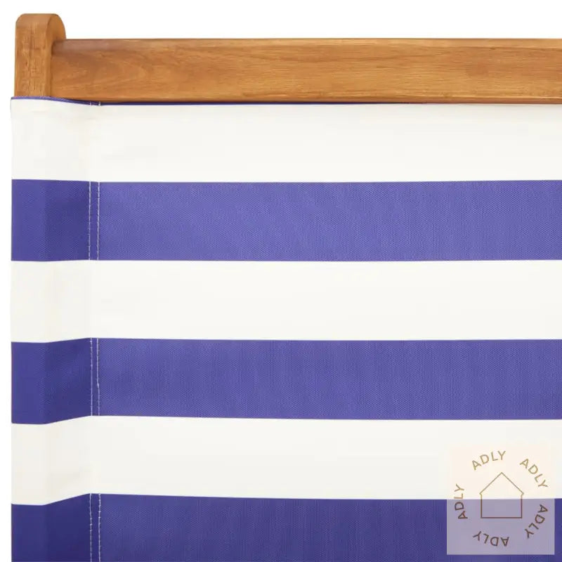 Sammenleggbare Hagestoler 4 Stk Blå Og Hvit Stoff Og Heltre