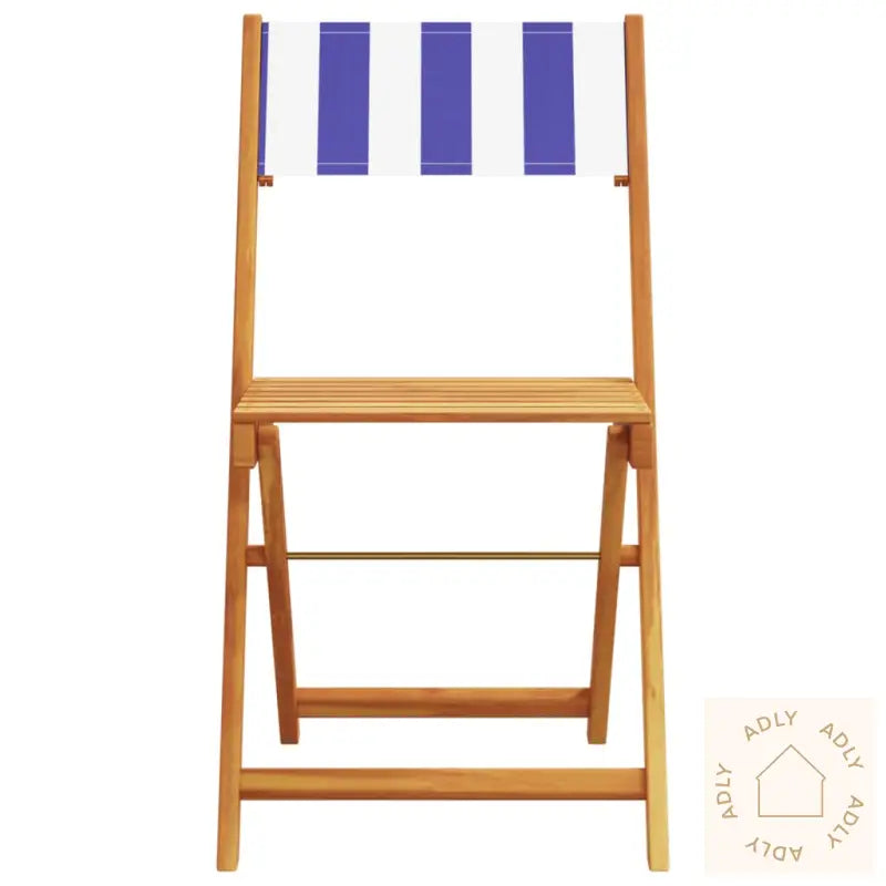Sammenleggbare Hagestoler 6 Stk Blå Og Hvit Stoff Og Heltre