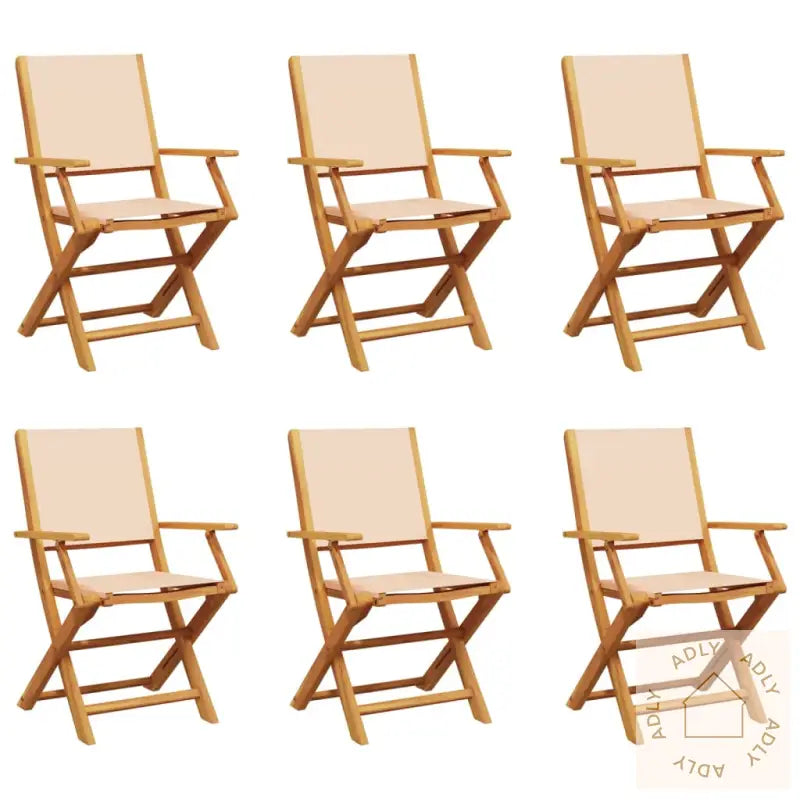 Sammenleggbare Hagestoler 6 Stk Beige Stoff Og Heltre