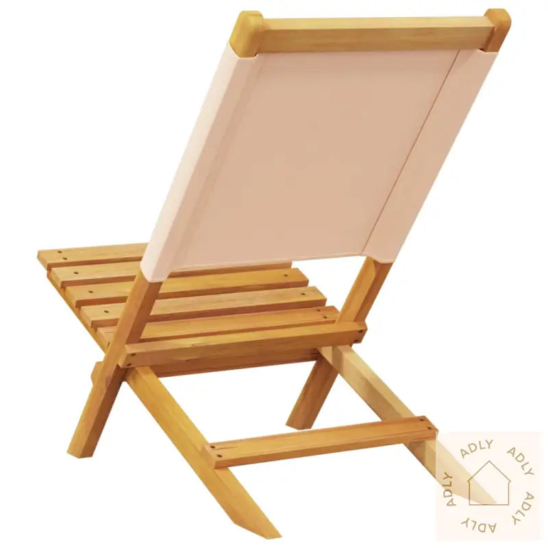 Sammenleggbare Hagestoler 4 Stk Beige Stoff Og Heltre