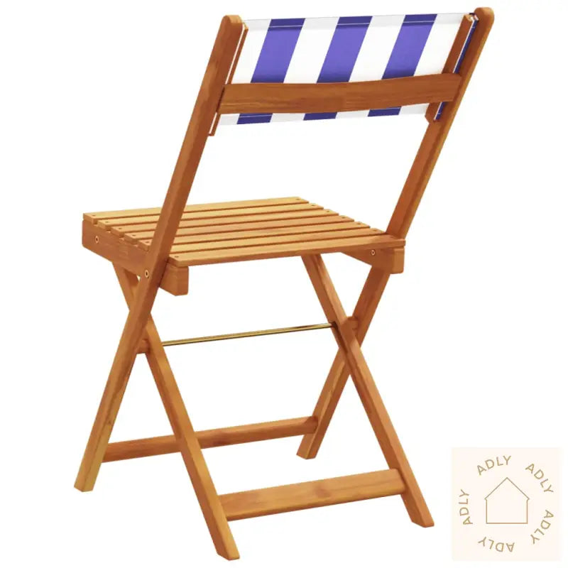 Sammenleggbare Hagestoler 6 Stk Blå Og Hvit Stoff Og Heltre