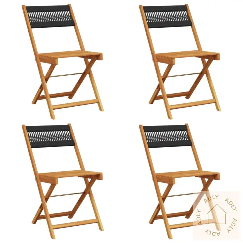 Sammenleggbare Hagestoler 4 Stk Svart Heltre Akasie