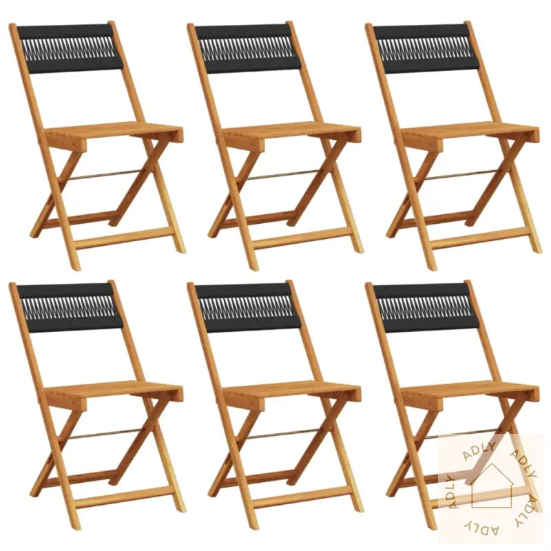 Sammenleggbare Hagestoler 6 Stk Svart Heltre Akasie