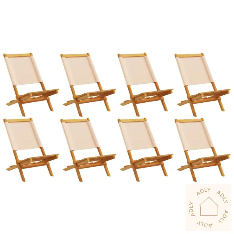 Sammenleggbare Hagestoler 8 Stk Beige Stoff Og Heltre