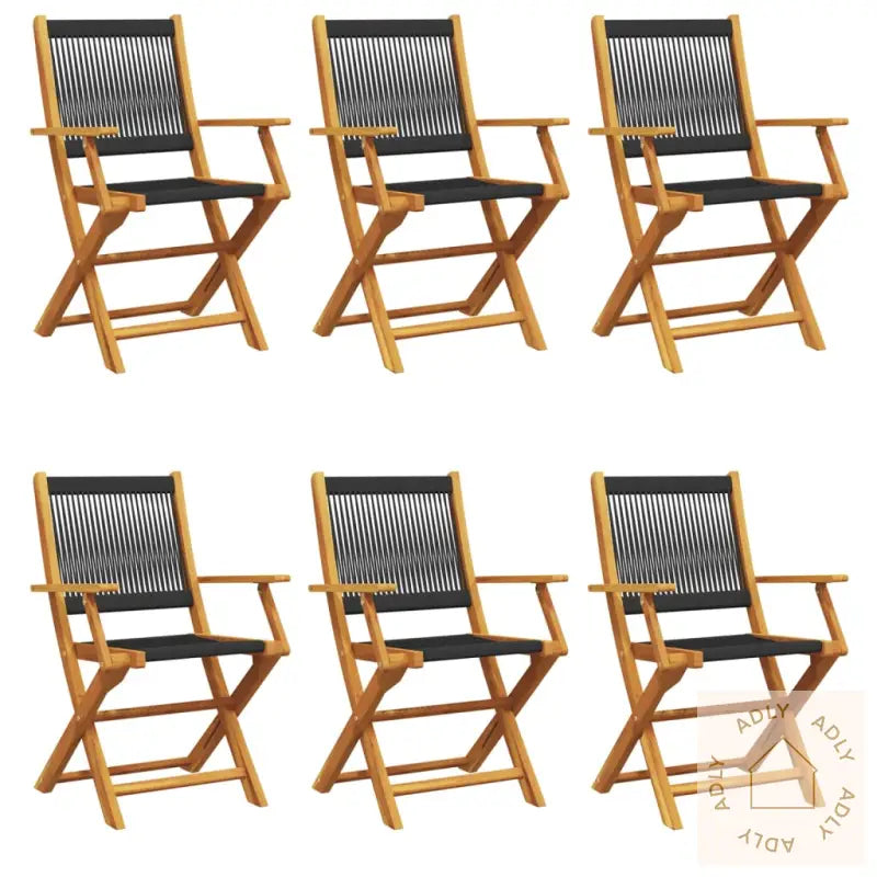Sammenleggbare Hagestoler 6 Stk Svart Heltre Akasie