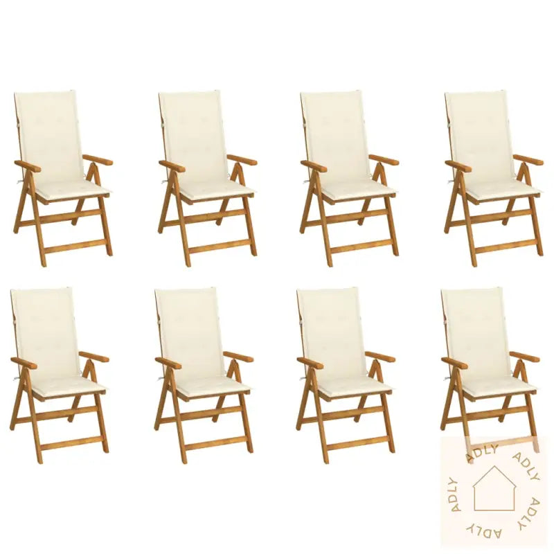 Sammenleggbare Hagestoler Med Puter 8 Stk Heltre Akasie