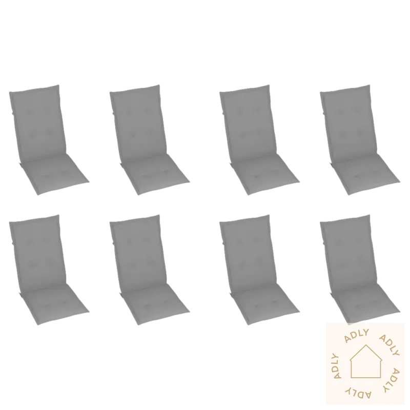 Sammenleggbare hagestoler med heltre akasie og komfortable grå seteputer i gammeldags stil