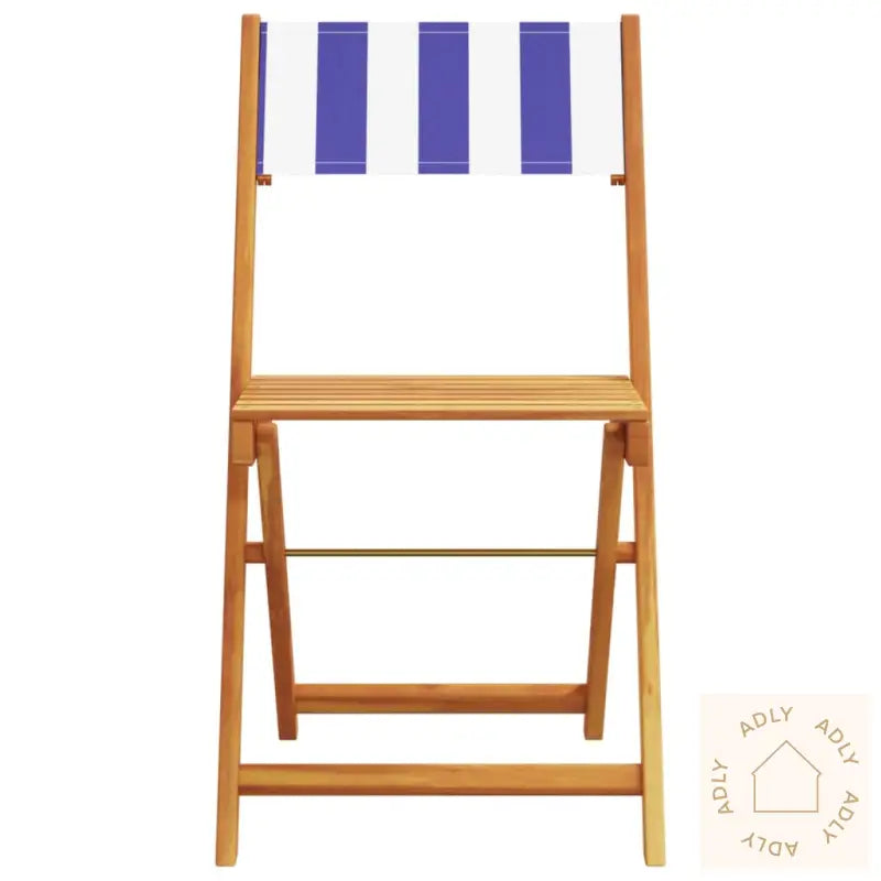 Sammenleggbare Hagestoler 8 Stk Blå Og Hvit Stoff Og Heltre