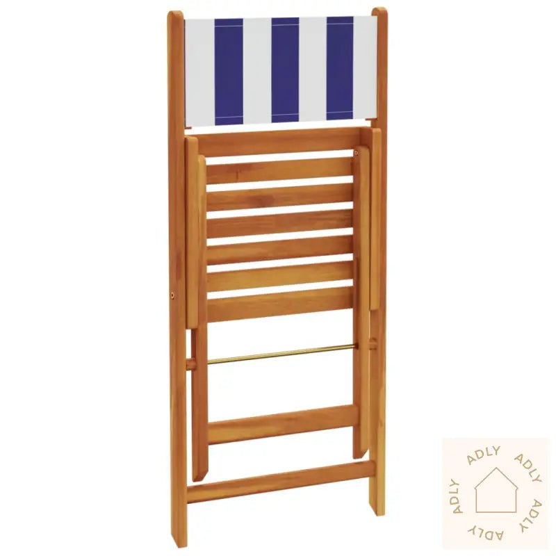 Sammenleggbare Hagestoler 8 Stk Blå Og Hvit Stoff Og Heltre