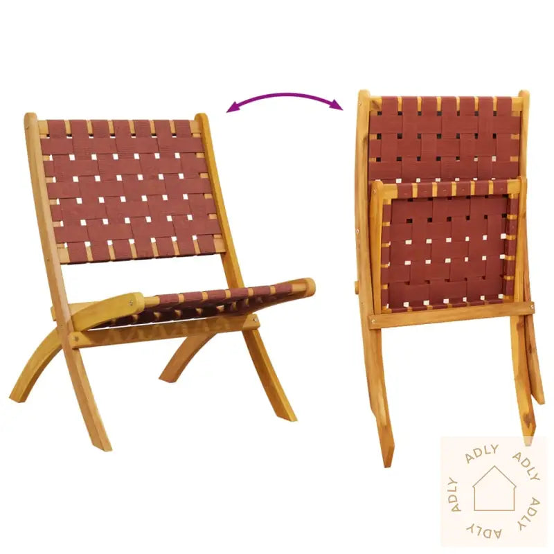 Sammenleggbare Hagestoler 2 Stk Rød Heltre Akasie Og Stoff