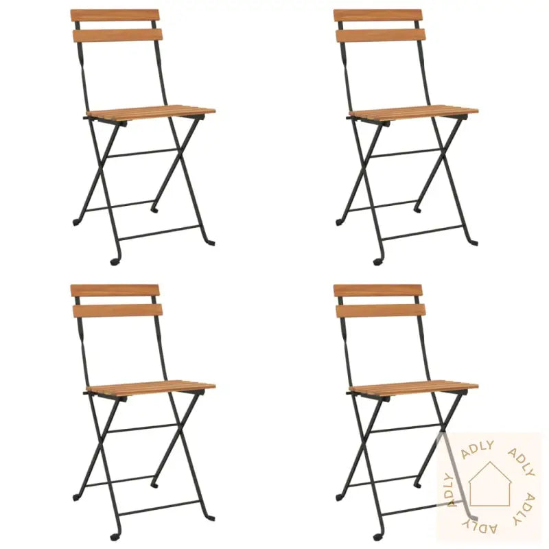 Sammenleggbare Bistrostoler 4 Stk Heltre Teak Og Stål