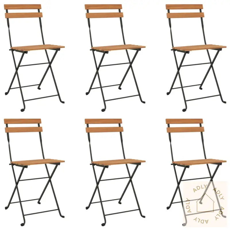 Sammenleggbare Bistrostoler 6 Stk Heltre Teak Og Stål