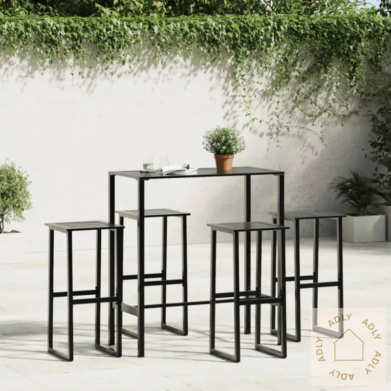 Barkrakker 4 Stk Svart 38X38X80 Cm Pulverlakkert Stål