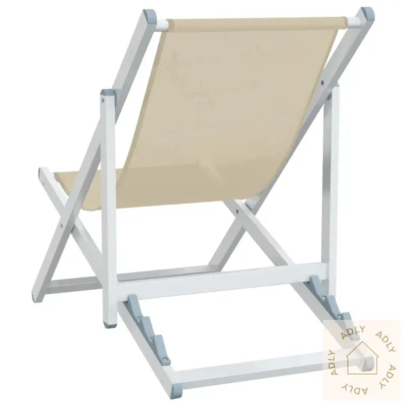 Sammenleggbare Strandstoler 2 Stk Krem Aluminium Og Textilene