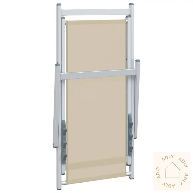 Sammenleggbare Strandstoler 2 Stk Krem Aluminium Og Textilene