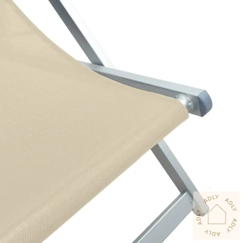 Sammenleggbare Strandstoler 2 Stk Krem Aluminium Og Textilene
