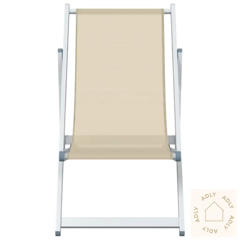 Sammenleggbare Strandstoler 2 Stk Krem Aluminium Og Textilene