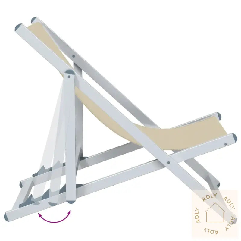 Sammenleggbare Strandstoler 2 Stk Krem Aluminium Og Textilene