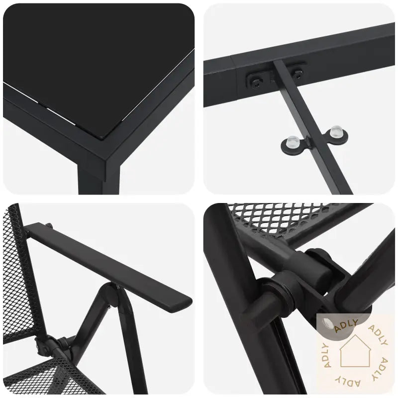 5-Delt Hage Spisebordsett Antrasitt Stål