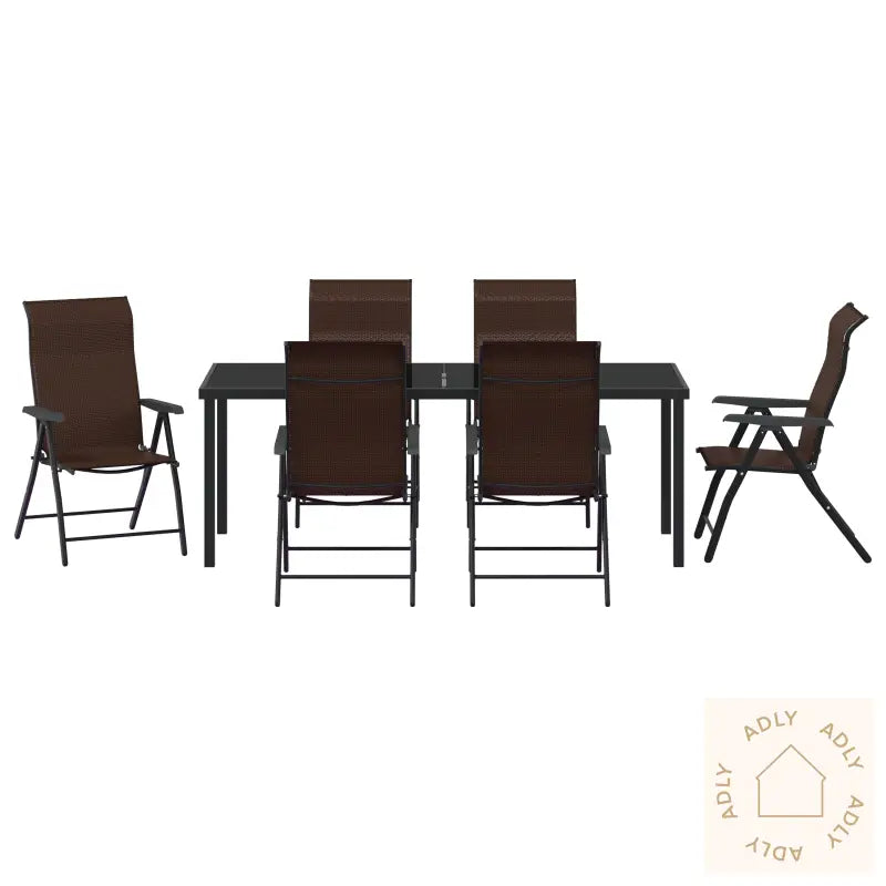 7-Delt Hage Spise Sett Brun Poly Rattan