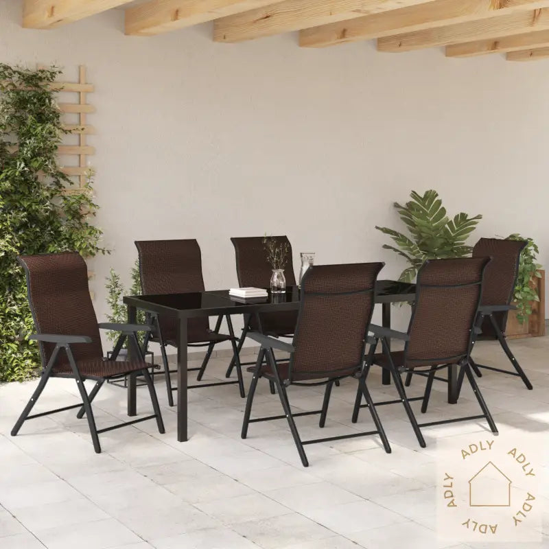 7-Delt Hage Spise Sett Brun Poly Rattan