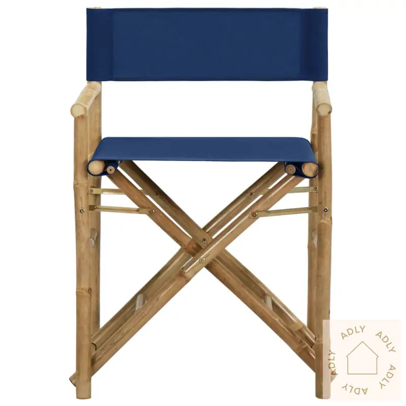 Sammenleggbare Regissørstoler 2 Stk Blå Bambus Og Stoff