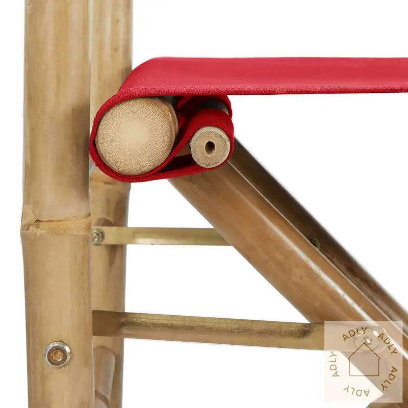 Sammenleggbare Regissørstoler 2 Stk Rød Bambus Og Stoff