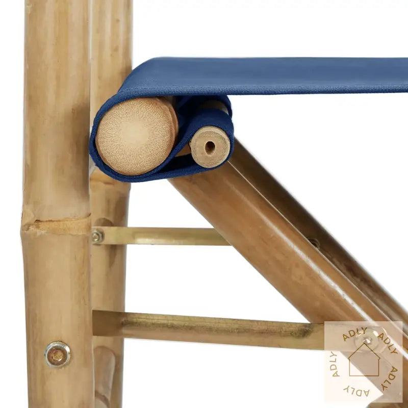 Sammenleggbare Regissørstoler 2 Stk Blå Bambus Og Stoff