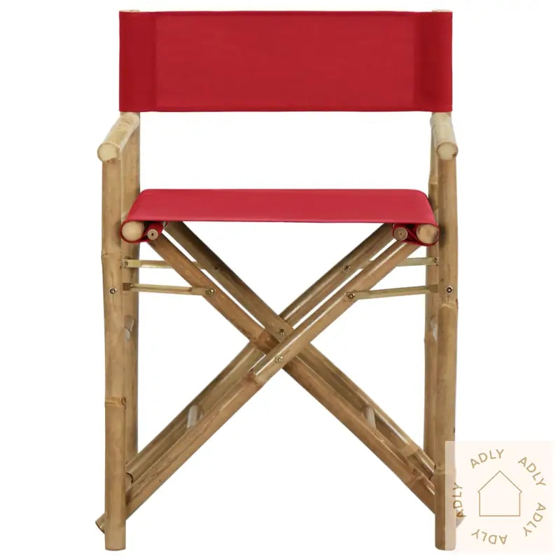 Sammenleggbare Regissørstoler 2 Stk Rød Bambus Og Stoff