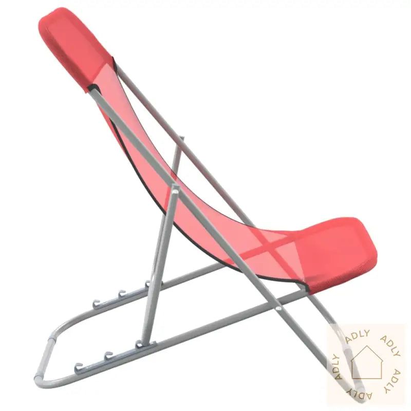 Foldbare Strandstoler 2 Stk Rød Textilene Og Pulverlakkert Stål