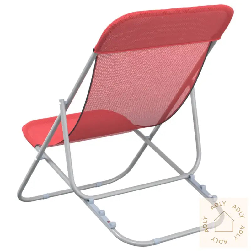 Foldbare Strandstoler 2 Stk Rød Textilene Og Pulverlakkert Stål