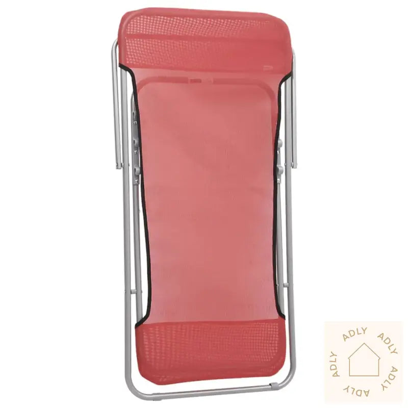 Foldbare Strandstoler 2 Stk Rød Textilene Og Pulverlakkert Stål