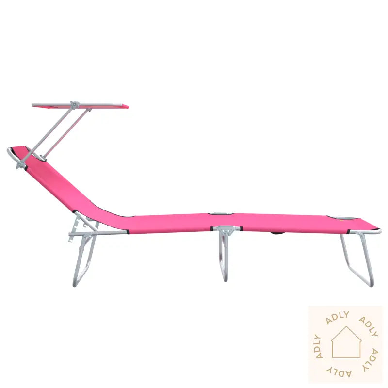 Sammenleggbare Solstoler 2 Stk Med Parasoll Rosa 600D Oxford-Stoff