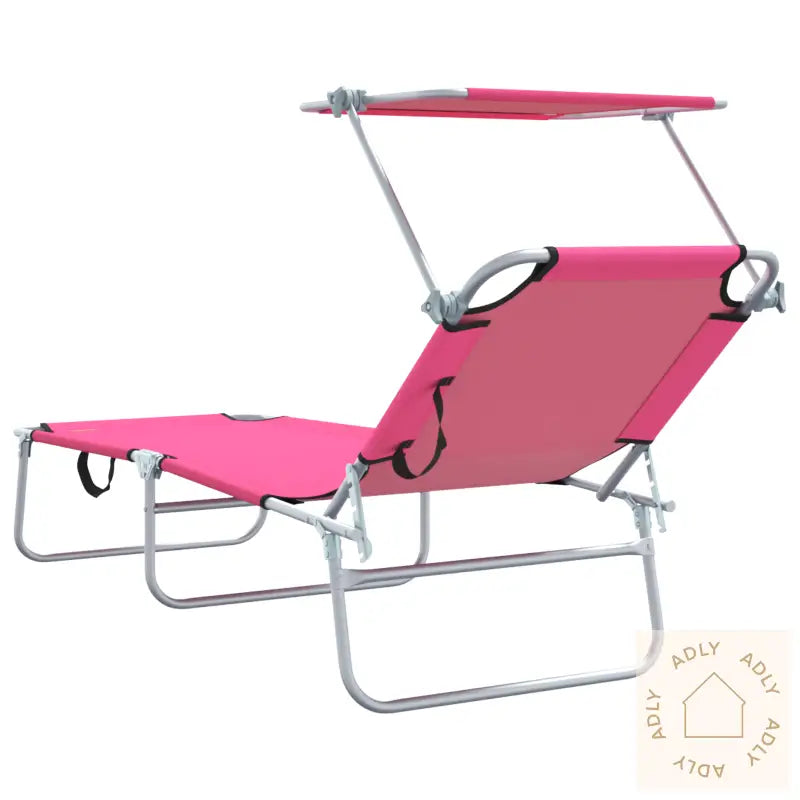 Sammenleggbare Solstoler 2 Stk Med Parasoll Rosa 600D Oxford-Stoff