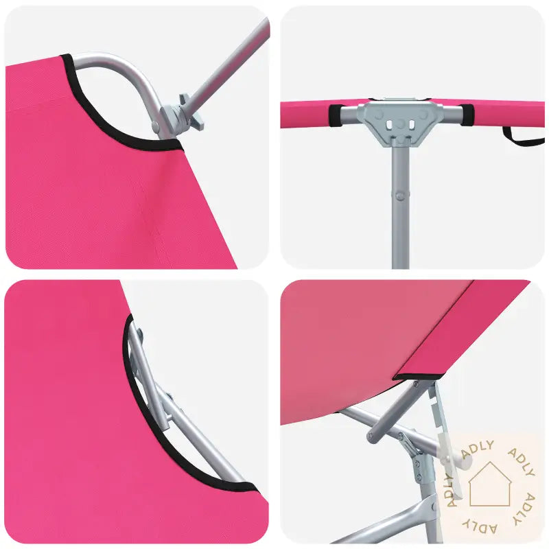 Sammenleggbare Solstoler 2 Stk Med Parasoll Rosa 600D Oxford-Stoff