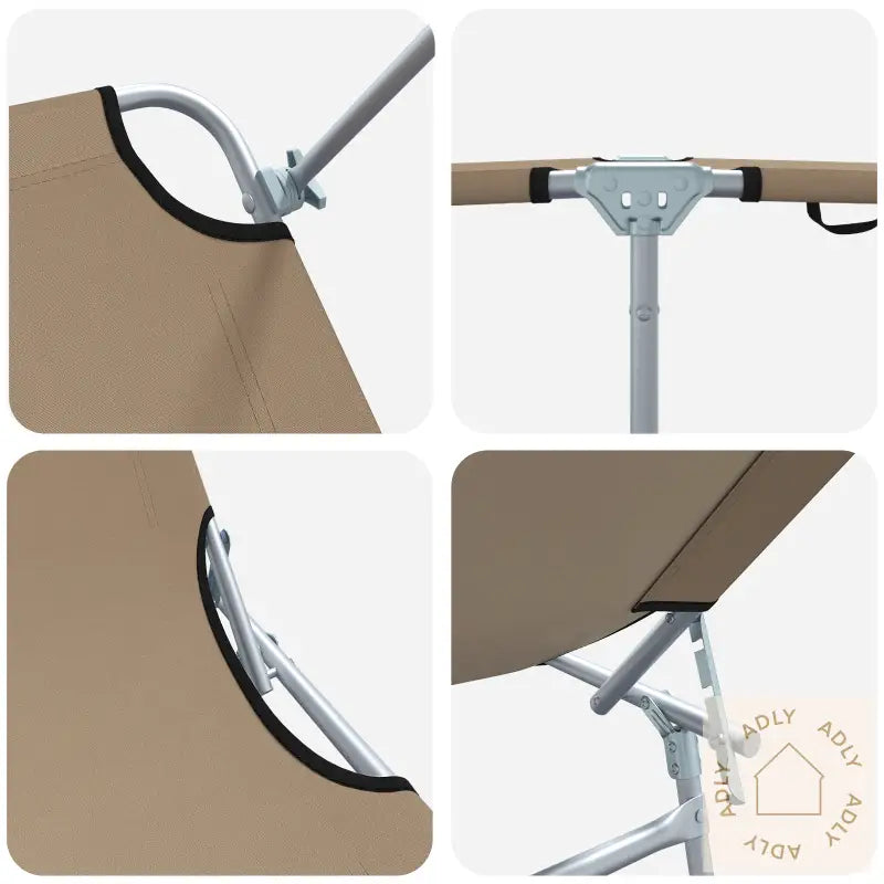 Sammenleggbare Solstoler 2 Stk Med Parasoll Taupe 600D Oxford Stoff