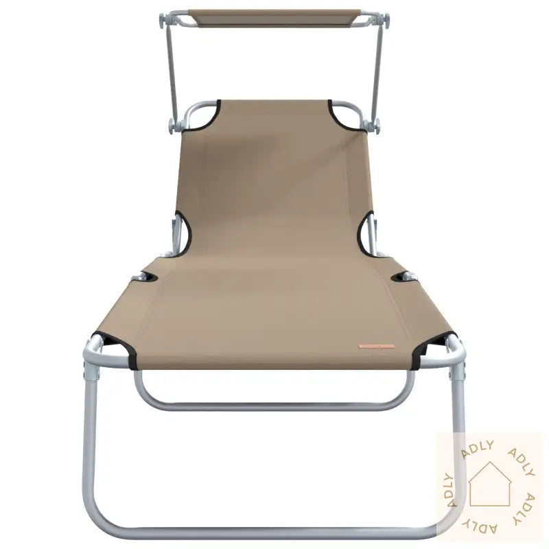 Sammenleggbare Solstoler 2 Stk Med Parasoll Taupe 600D Oxford Stoff