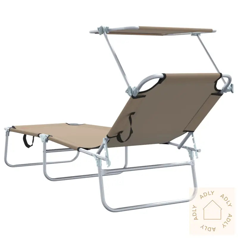 Sammenleggbare Solstoler 2 Stk Med Parasoll Taupe 600D Oxford Stoff