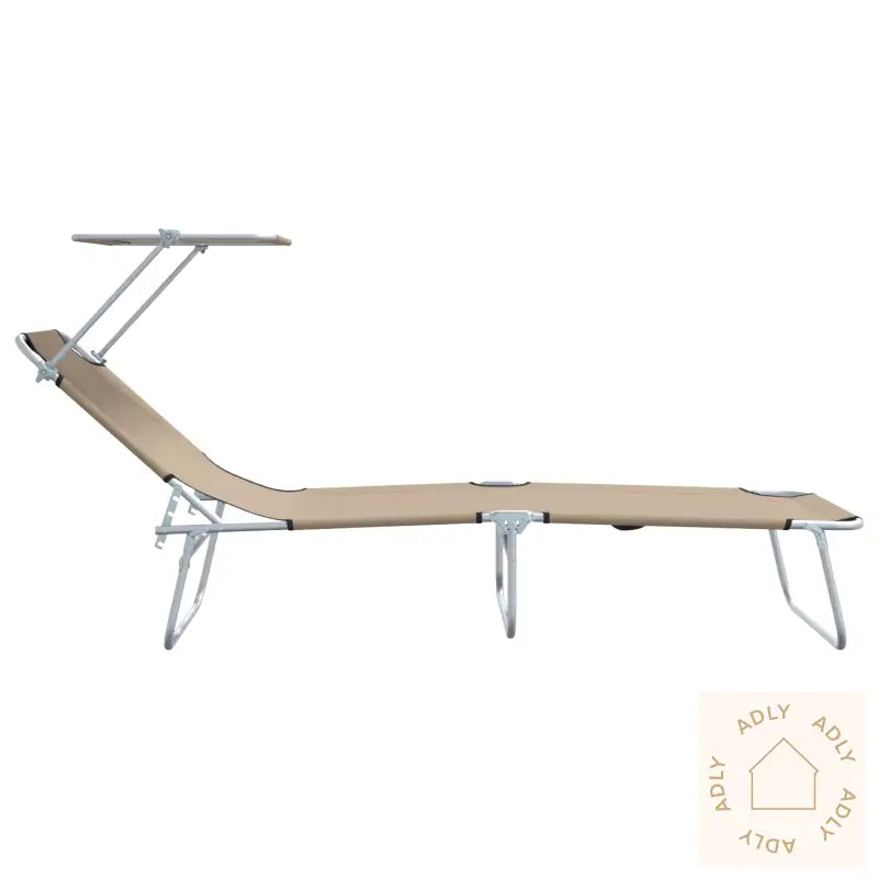 Sammenleggbare Solstoler 2 Stk Med Parasoll Taupe 600D Oxford Stoff