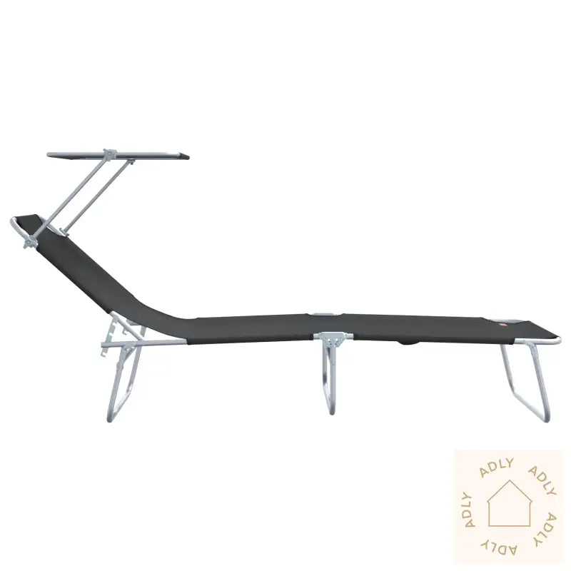 Sammenleggbare Solstoler 2 Stk Med Baldakin Svart 600D Oxford-Stoff