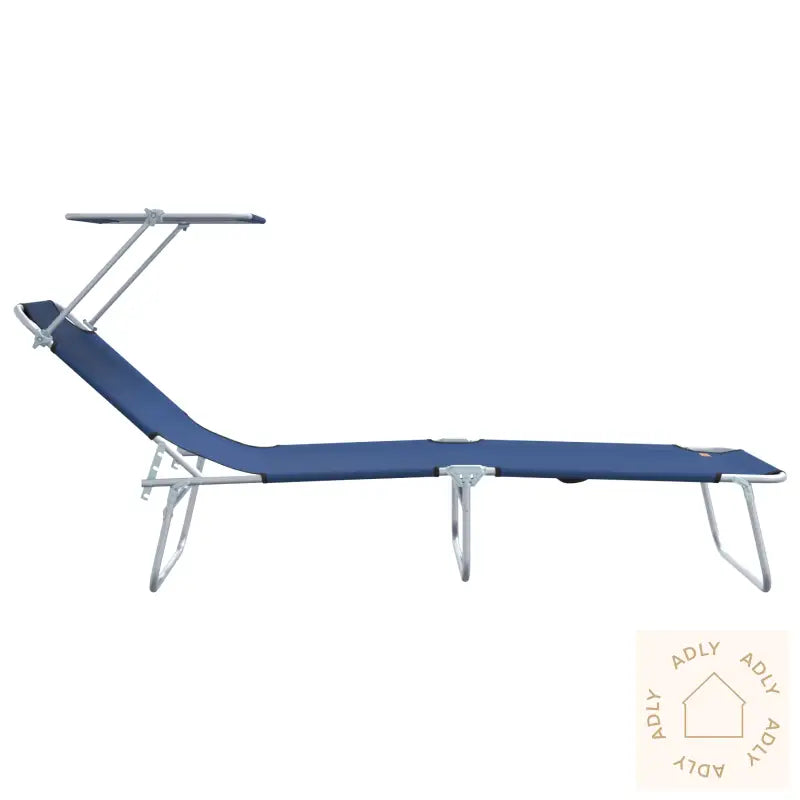 Sammenleggbare Solstoler 2 Stk Med Parasoll Blå 600D Oxford Tøy