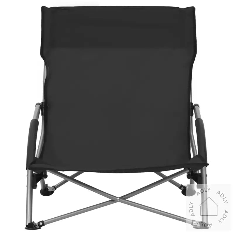 Sammenleggbare Strandstoler 2 Stk Svart Stoff