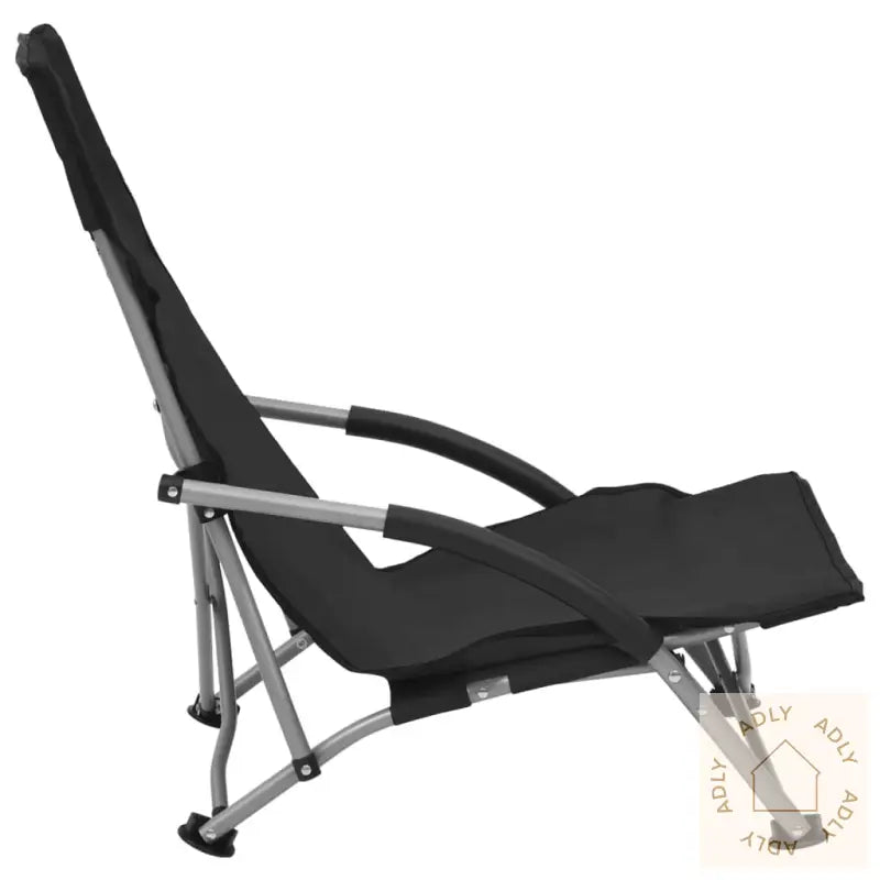 Sammenleggbare Strandstoler 2 Stk Svart Stoff