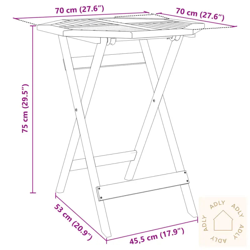 Sammenleggbart Bistrosett 3 Deler Heltre Akasie